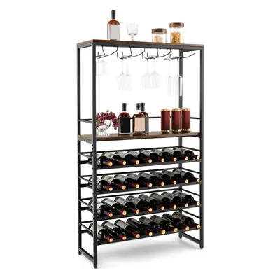 Freestanding Wine Bakers Rack Industrial Floor Wine Display Stand