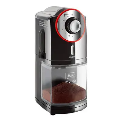 Melitta Molino Coffee Grinder, 1019-01, Electric Coffee Grinder, Flat Grinding Disc, Black/Red