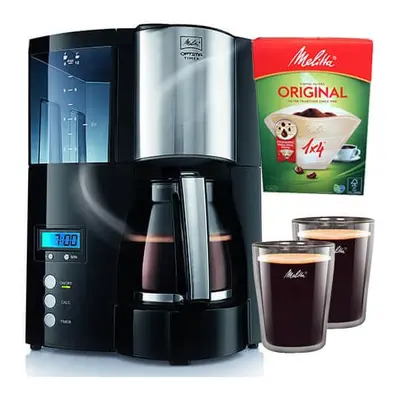 Melitta Optima Timer, 100801, Filter Coffee Machine with Glass Jug, Timer and Programmable Warme