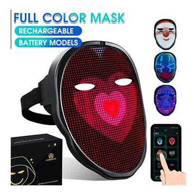 Halloween LED Full Face Mask Programmable App Control Mask Chargeable