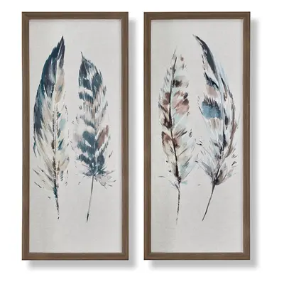 Art for the Home Painterly Feathers set of Printed Canvas