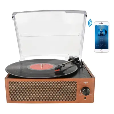 Bluetooth Record Player Belt-Driven 3-Speed Turntable, Vintage Vinyl Record Players Built-in Ste