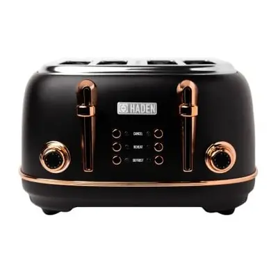 Haden Heritage Black & Copper Toaster - Electric Stainless-Steel Toaster with Reheat and Defrost