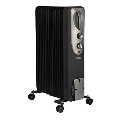 Russell Hobbs 2000W/2KW Oil Filled Radiator, Fin Portable Electric Heater - Black, Adjustable Th