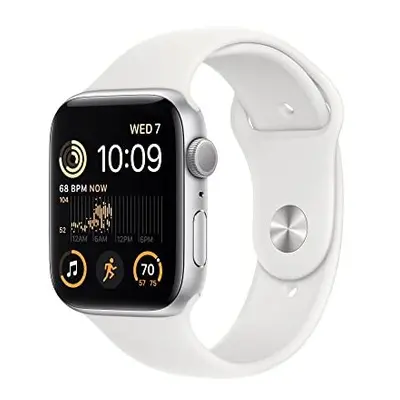 Apple Watch SE (2nd generation) (GPS, 44mm) Smart watch - Silver Aluminium Case with White Sport