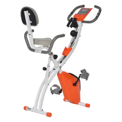 HOMCOM 2-In-1 Folding Exercise Bike with 8-Level Magnetic Resistance Orange