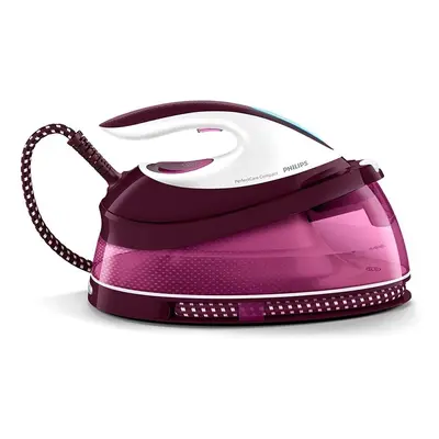 Philips PerfectCare Compact Steam Generator Iron with 400g steam Boost, W, Burgundy & White - GC