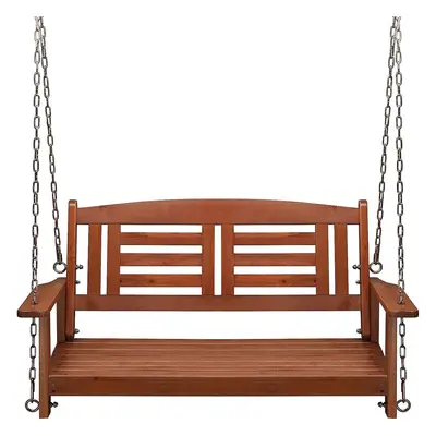 2 Seater Wooden Swing Chair Garden Patio Bench With Chains Brown