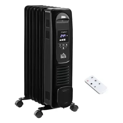 HOMCOM Oil Filled Radiator Space Heater W/3 Heat Settings & Remote Control Black