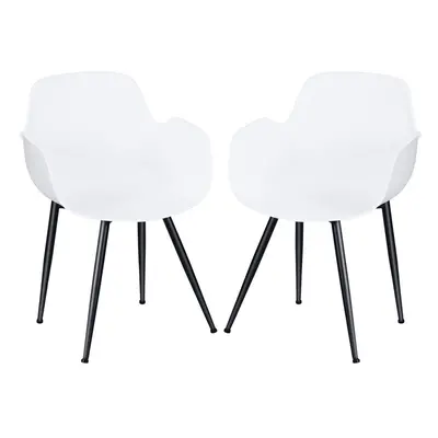 Set of Modern Dinning Chairs W/ Curved Armrests & Steel Legs Easy Assembly