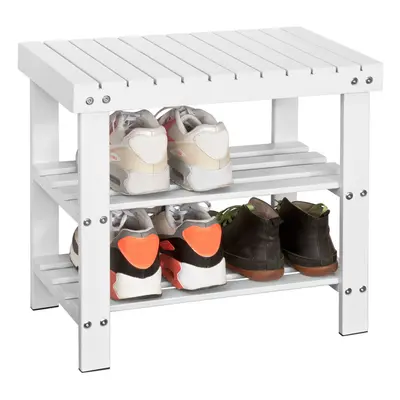 SoBuyÂ® FSR02-K-W, Bamboo Tiers Shoe Rack Shoe Bench Bathroom Shelf