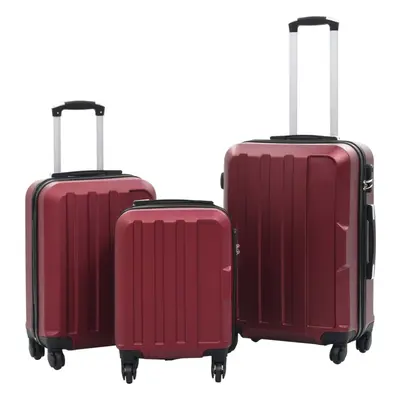 vidaXL Piece Hardcase Trolley Set Wine Red ABS Travel Luggage Bag Suitcase