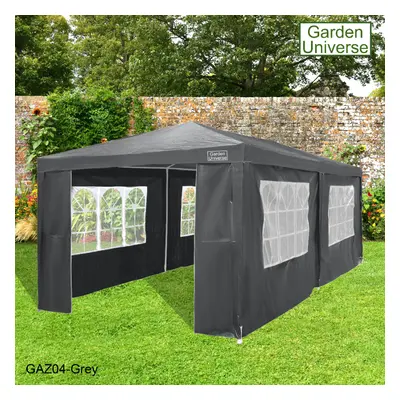 Gazebo x 6m By Garden Universe Steel Frame Marquee Canopy Party Tent Grey