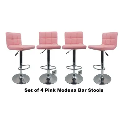 Set of Pink Bar Stools Faux Leather swivel height adjustable B109 without arm