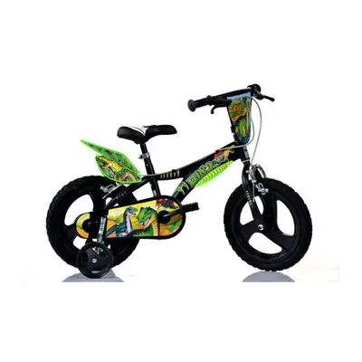 Dino Dinosaur Boys Bicycle 16" With Stabilisers - Black/Green