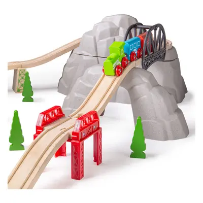 Bigjigs Rail Rocky Mountain Wooden Train Track Expansion Pack - Piece Bigjigs Track Expansion fo