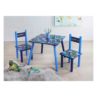 Children Kids Top Wooden Dinosaur Table and Chairs Set Activity Furniture