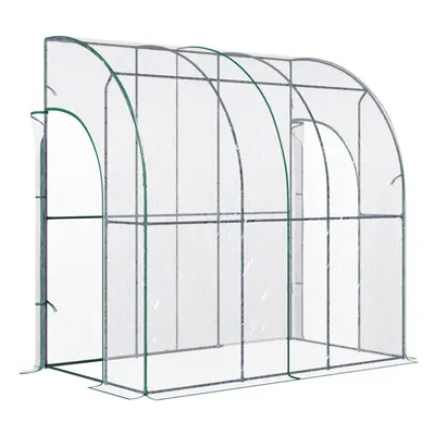 Outsunny x x 212cm Walk-In Lean to Wall Tunnel PVC Greenhouse with Doors