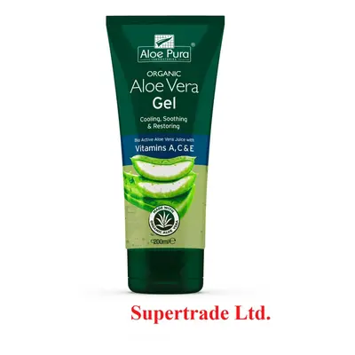 12 X Aloe Pura Aloe Vera Organic Gel with Antioxidant Vitamins A C & E - 200ml