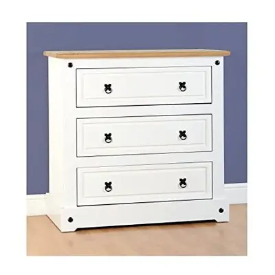 Seconique Corona Drawer Chest in White/Distressed Waxed Pine