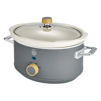 Swan 3.5L Nordic Slow Cooker 200W Removable Inner Pot Low/High Settings Glass Lid - Slate Grey