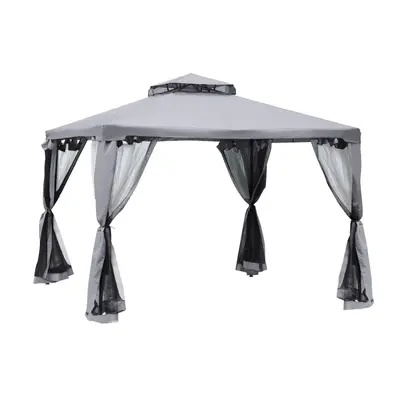 Outsunny x m Metal Gazebo Garden Outdoor 2-Tier Roof Marquee Party Grey