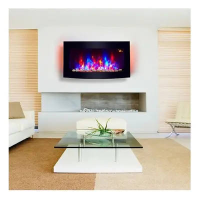 TruFlame colour Side LEDs Wall Mounted Arched Glass Electric Fire with Pebbles