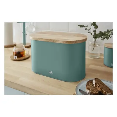 Swan Nordic Oval Bread Bin with Cutting Board Lid in Nordic Green