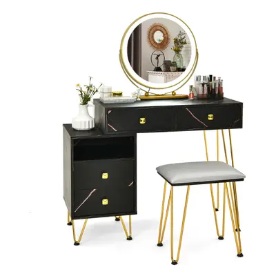 Makeup Dressing Table Vanity Table Set Storage Cabinet Lighted Mirror