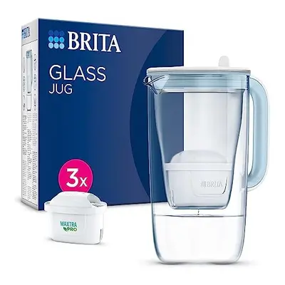 BRITA Glass Water Filter Jug Light Blue (2.5 L) Starter Pack incl. 3x MAXTRA PRO All-in-1 Cartri