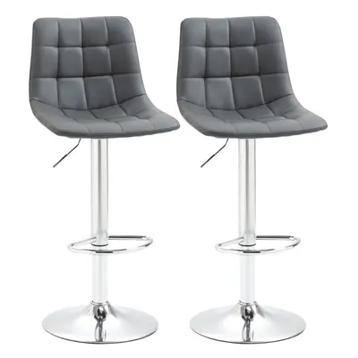 HOMCOM Bar Stools Set of Adjustable Counter Barstools W/ Footrest Grey