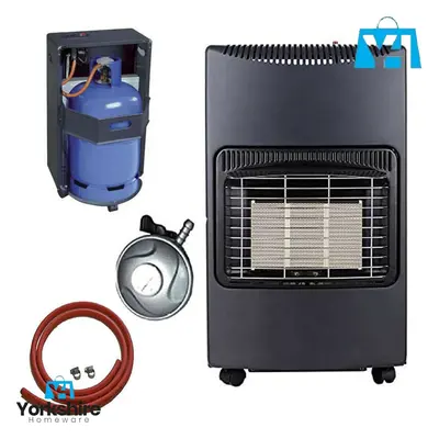 4.2kW Portable Gas Cabinet Heater Calor Butane Fire With Regulator & Hose