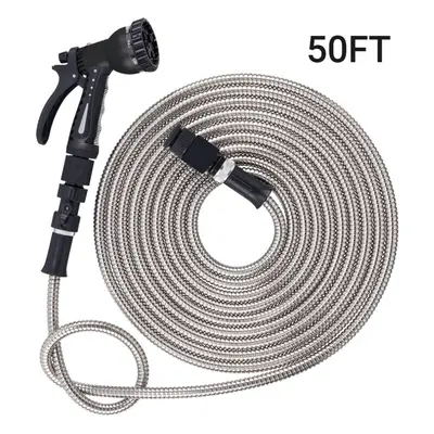 50FT Flexible Metal Garden Hose Stainless Steel Water Hose Kink Free