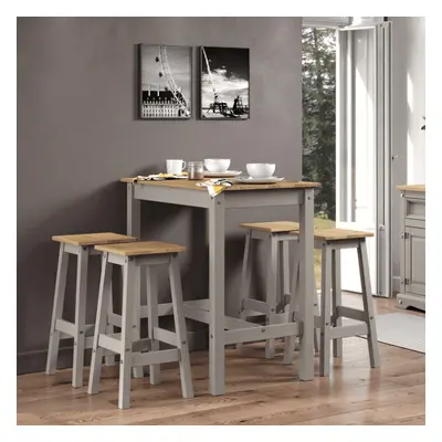 Home Source Corona Linea Grey Pine Breakfast Table and Stool Set