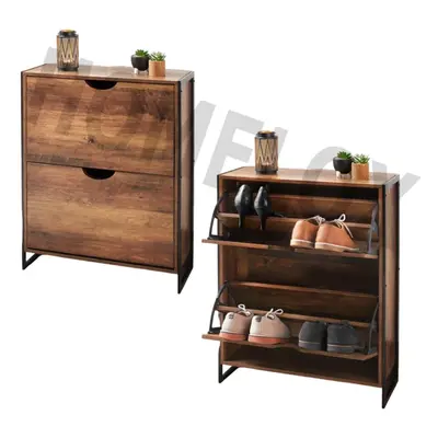 2 Drawer Shoe Storage Cabinet Cupboard Wooden Shoes Stand Rack