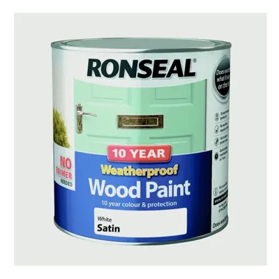 10 Year Weatherproof Satin Wood Paint, 2.5l White, 2.5l White, By Ronseal