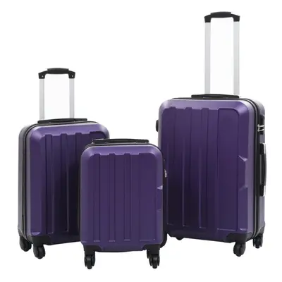 vidaXL Piece Hardcase Trolley Set Purple ABS Travel Luggage Bag Suitcase