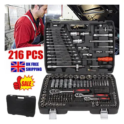 Professional Ratchet Socket Set & Spanner Pcs 1/2" 1/4" 3/8" Tools Toolbox