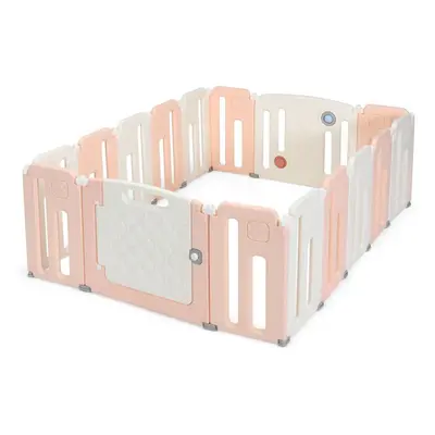 14 +2 Panels Baby Safety Playpen Kids Foldable Activity Play Center