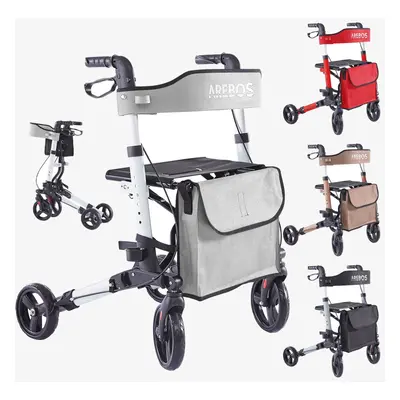 AREBOS Aluminium rollator Foldable lightweight Rollator Walking aid walker Grey