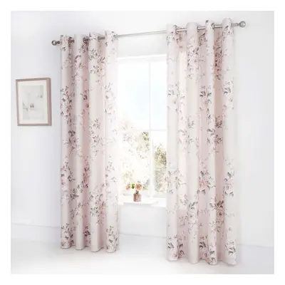 Catherine Lansfield Canterbury Easy Care Eyelet Curtains Blush 66x72 Inch