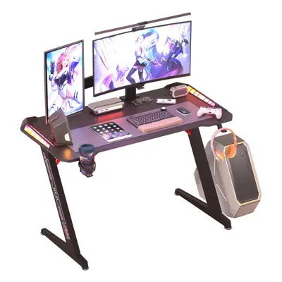 Computer Gaming Desk RGB LED: Larger Game Table Z shaped