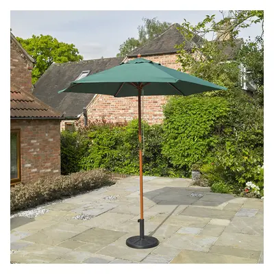 2.4m Wooden Garden Parasol 36mm Shaft & Pulley - Green