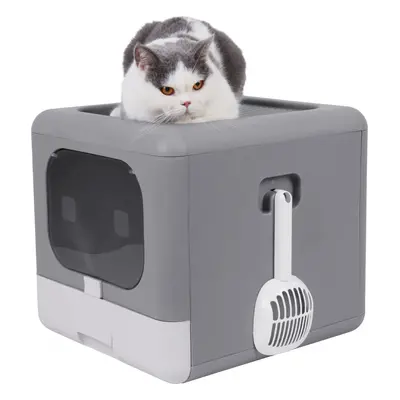 Cat Litter Enclosed Drawer Box Front Entry Cat Toilet with Scoop Lid