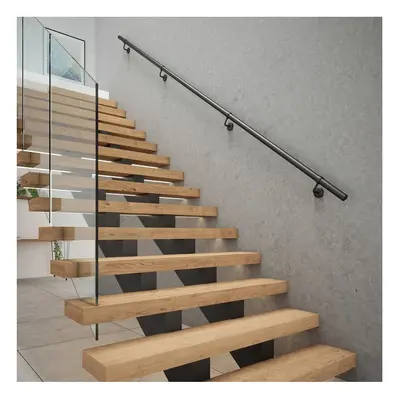 Rothley Metal Handrail Matte Black Home Interior Stairs Banister 3.6m