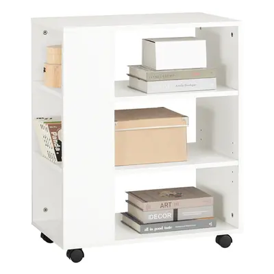 SoBuyÂ® FBT68-W, Tiers Storage Shelf Bookcase on Wheels Side End Table