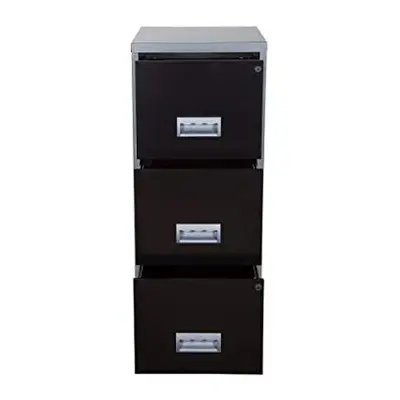 Pierre Henry A4 Drawer Maxi Filing Cabinet - Color: Silver/Black