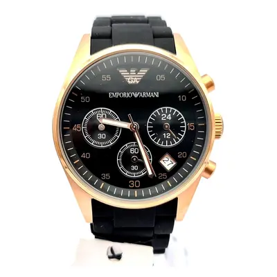 NEW EMPORIO ARMANI AR5906 SILICONE BLACK ROSE GOLD WOMENS WATCH