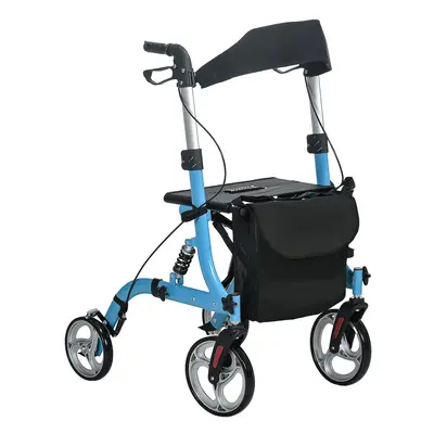 4 Wheel Rollator with Seat Adjustable Mobility Walker with Bag Dual Brakes