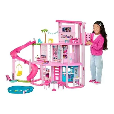 Barbie Dreamhouse, Pool Party Doll House with 75+ Pieces and 3-Story Slide, Barbie House Playset